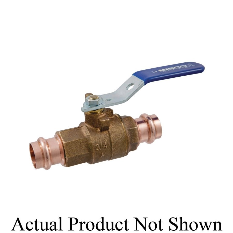 2-Piece Ball Valve, 1-1/4 in, Press, Full Port, Brass Ball, Bronze