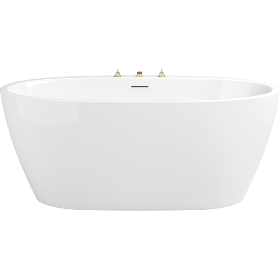 Cornwall 59" Free Standing Acrylic Soaking Tub with Center Drain, Drain Assembly, and Overflow