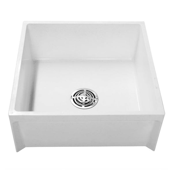 Mop Sink, 1 Basin, Mount, Molded Stone, White