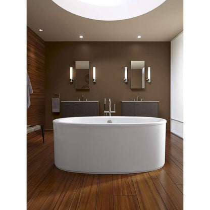 Sunstruck 66" Free Standing Bath Tub with Straight Shroud, Lumbar Support, and Center Drain