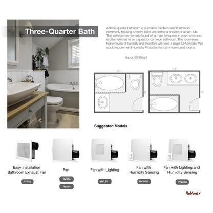 80 CFM Ceiling/Wall Mount Easy Roomside Installation Bathroom/Bath Exhaust Fan with Adjustable LED Lighting, ENERGY STAR