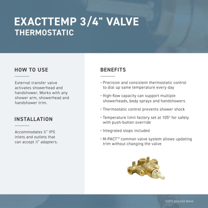 Single Handle ExactTemp Thermostatic Valve Trim Only from the ExactTemp Collection (Less Valve)