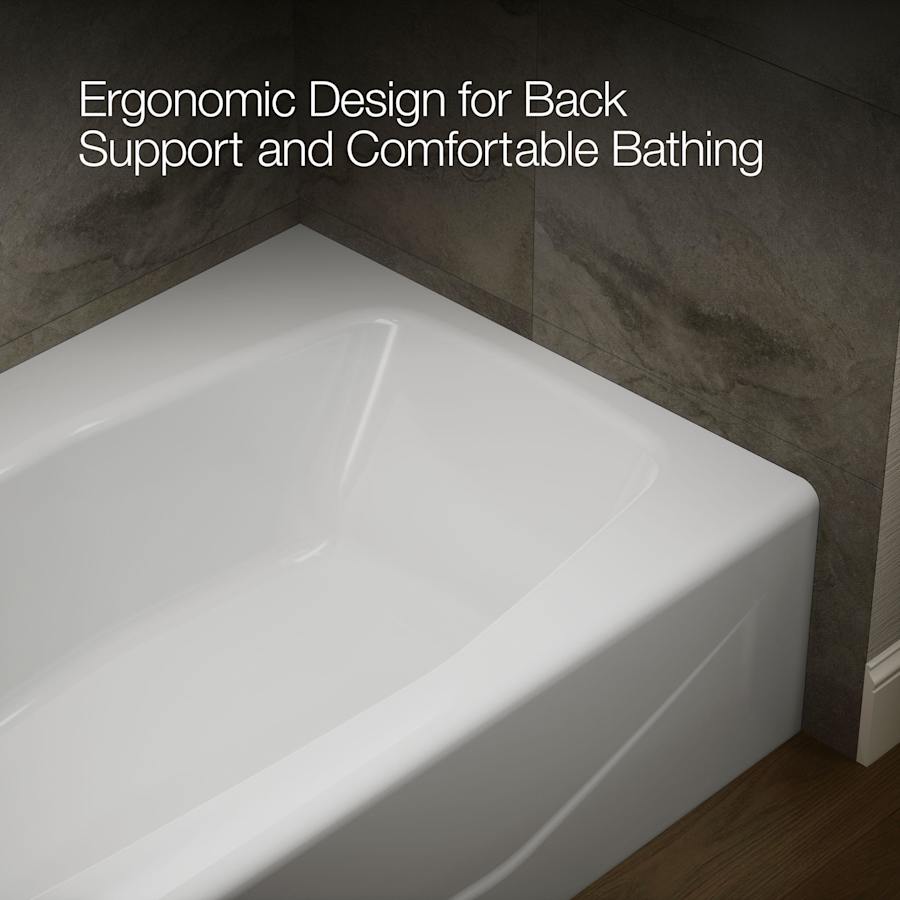 Villager Collection 60" Three Wall Alcove Bath Tub with Extra 4" Ledge and Left Hand Drain