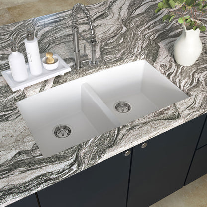 White Quartz Double Bowl 50/50-3219
