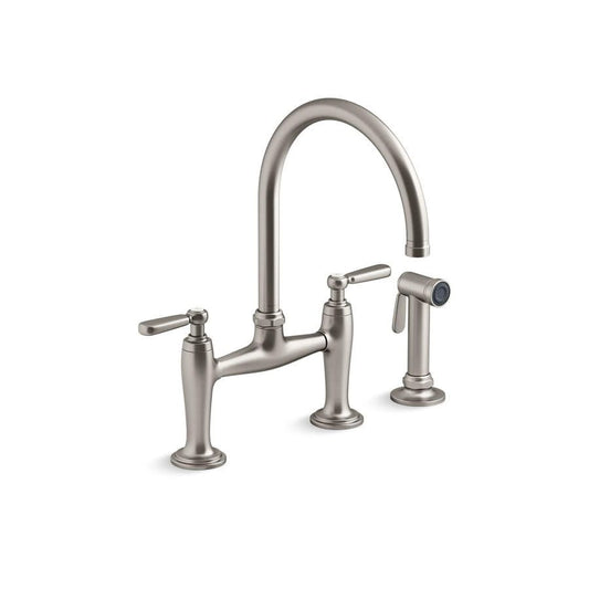 Edalyn™ by Studio McGee Kitchen Faucet, Deck Mount, ADA, 2 Lever Handle, 2-Hole, Vibrant Stainless