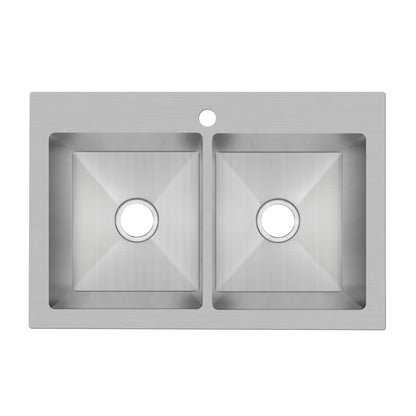 Sault 33" Drop In, Undermount Double Basin Stainless Steel Kitchen Sink