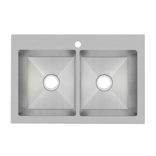 Sault 33" Drop In, Undermount Double Basin Stainless Steel Kitchen Sink