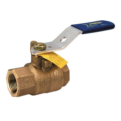 2-Piece Ball Valve, 3/4 in, FNPT, Full Port, Plated Brass Ball, Bronze