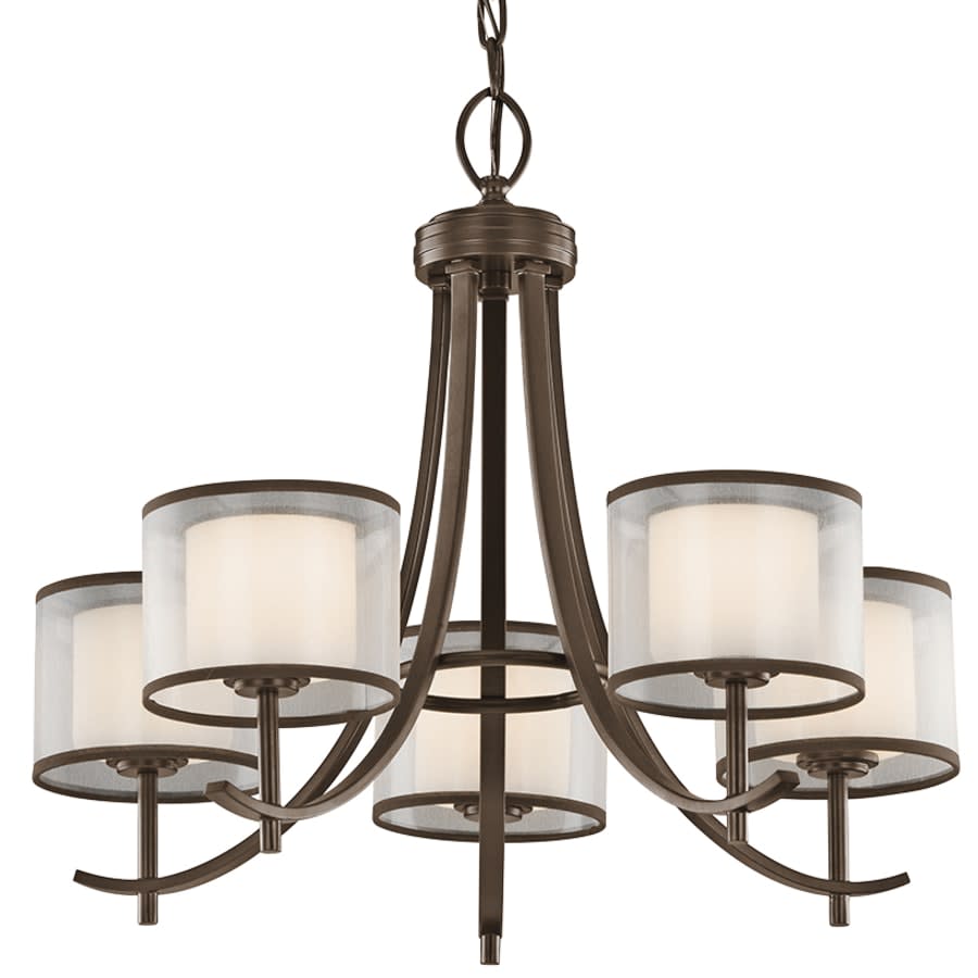 Tallie Bronze 5 Light 24" Wide Chandelier with Organza Shades and Diffusers