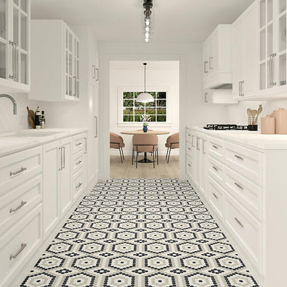 Unglazed Mosaics Ice White/Black/Light Smoke Hexagon 1X1 Matte