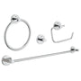 Essentials Bathroom Package with Towel Bar, Towel Ring, Robe Hook, and Tissue Holder