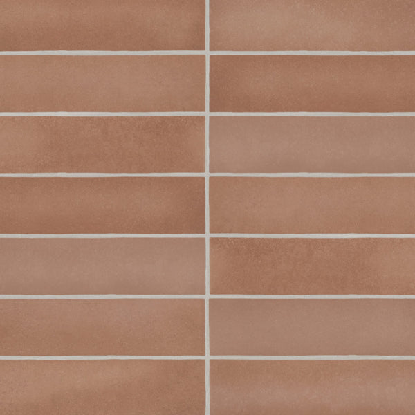 Makoto 2.5" x 10" Matte Ceramic Wall Tile in Umi Terracotta