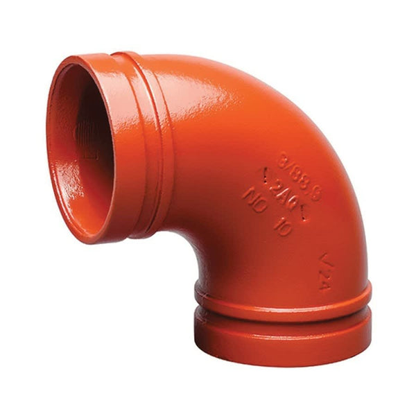 90 deg Elbow, 14 in, Groove, Ductile Iron, Enamel Painted