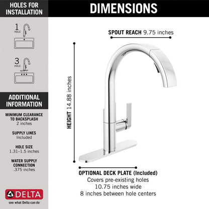 Keele 1.8 GPM Single Hole Pull Down Kitchen Faucet MagnaTite and Touch-Clean Technology