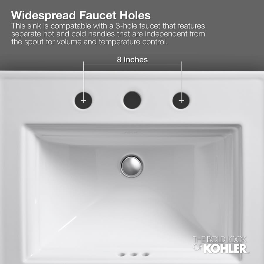 Archer 22-5/8" Drop In Bathroom Sink with 3 Holes Drilled and Overflow