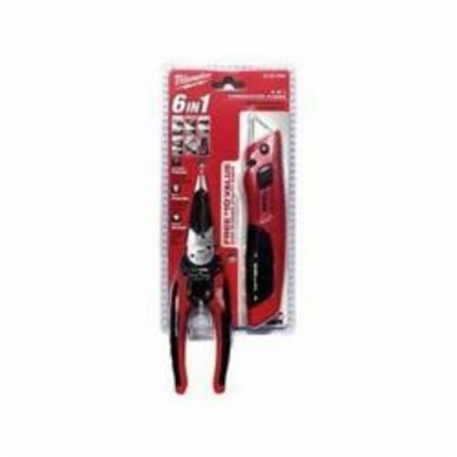 6-in-1 Single Handed Spring Loaded Combination Plier With Side Cutter and Wire Stripper, Forged Alloy Steel Jaw