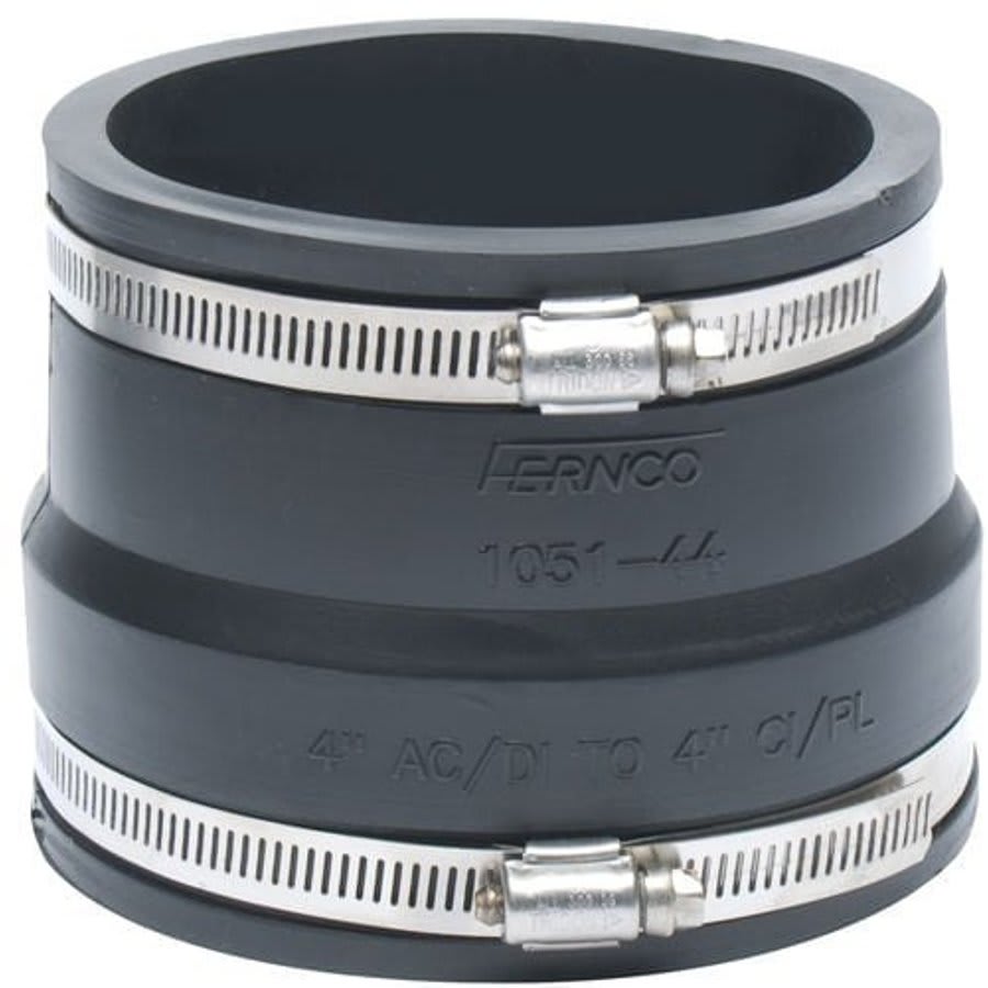 Transition Coupling, 4 in, Ductile Iron/AC x Cast Iron/Plastic, Flexible PVC