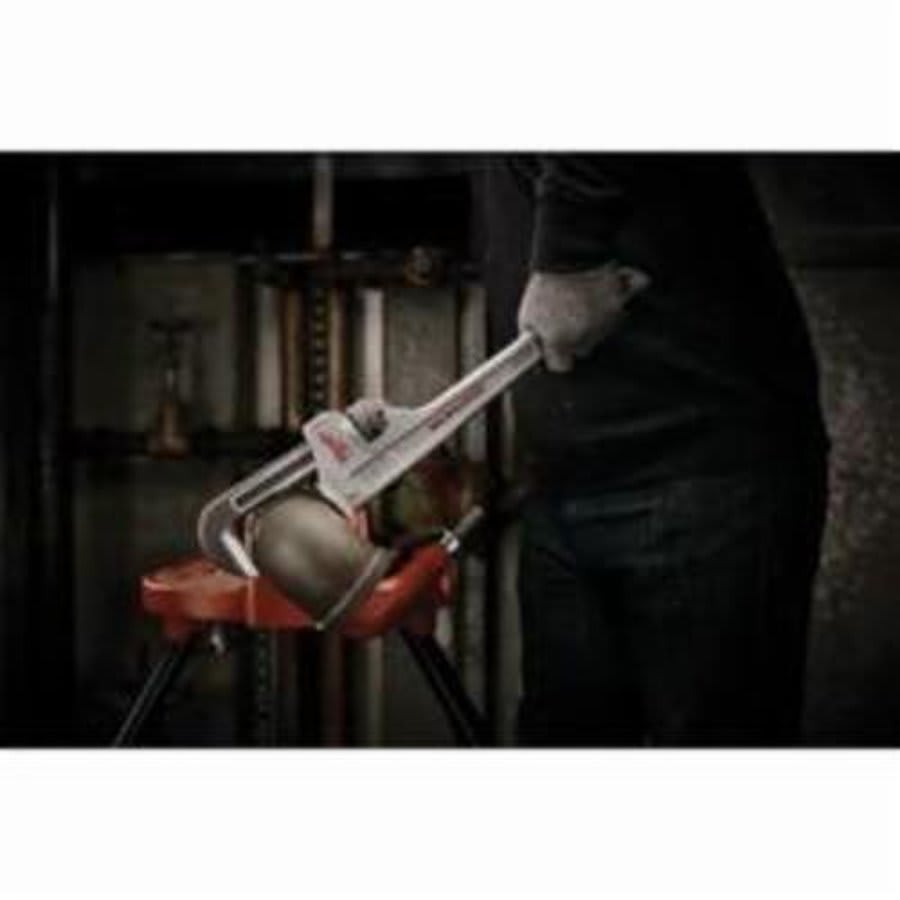 OVERBITE JAW Pipe Wrench, 18 in OAL, Hook Jaw, Aluminum Handle