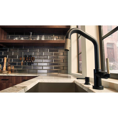 Litze Single Handle Angled Spout Pull Down Kitchen Faucet with Knurled Handle - Limited Lifetime Warranty