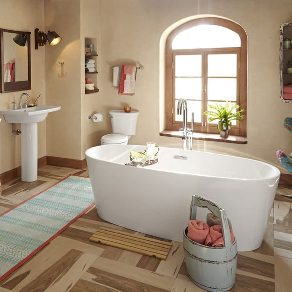 Floor Mounted Tub Filler with Built-In Diverter - Includes Hand Shower