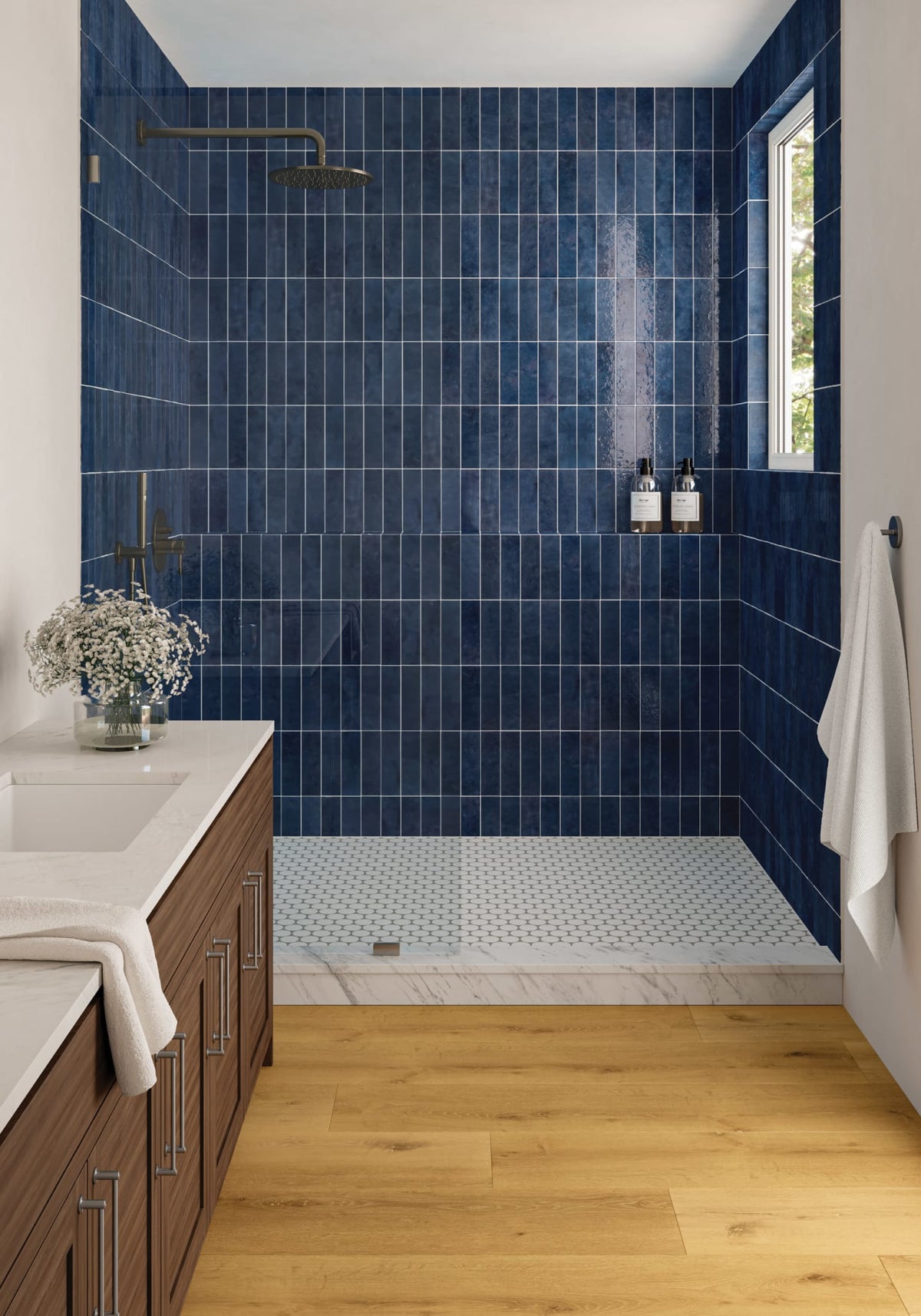 Cloé 2.5X8 Glossy Ceramic Tile in Blue