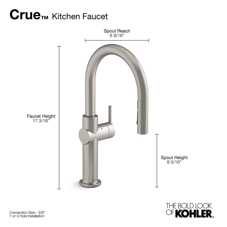 Crue Touchless 1.5 GPM Single Hole Pull Down Kitchen Faucet - Includes Escutcheon