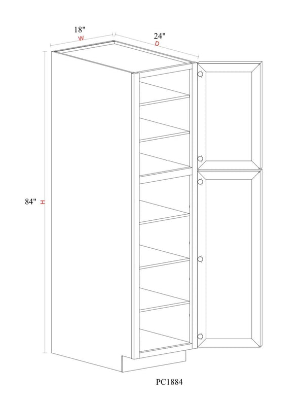 Pantry Cabinet - 18"W x 84"H x 24"D - 2D