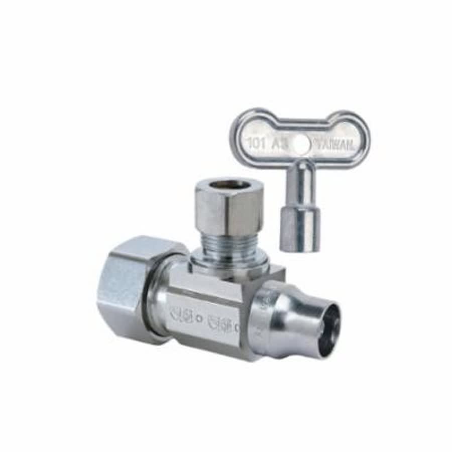 Quarter Turn Angle Stop, Loose Key, 5/8 x 3/8 in, Comp, Chrome