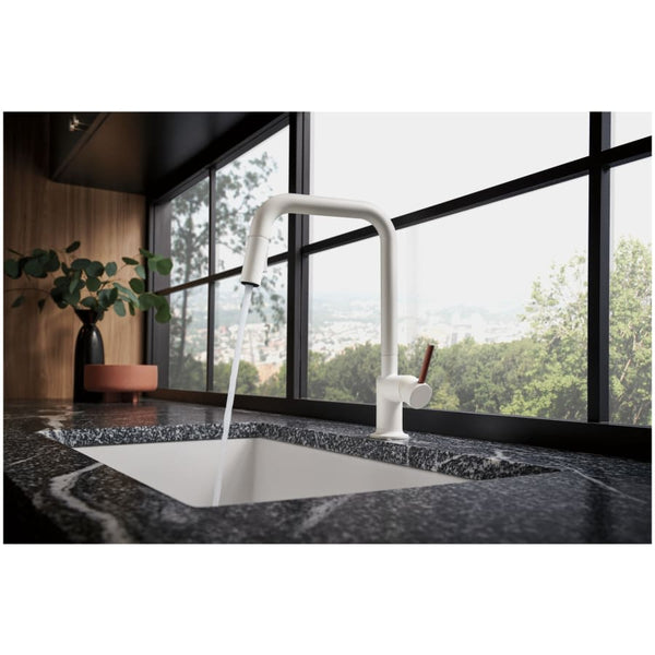 Odin 1.8 GPM Single Hole Pull Down Kitchen Faucet with Square Spout - Less Handle