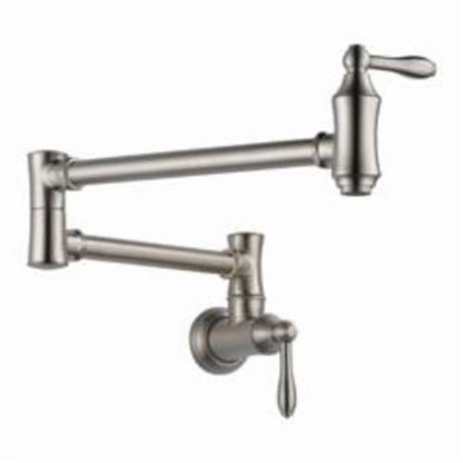 Pot Filler Faucet, Wall Mount, ADA, 2 Lever Handle, 1-Hole, Stainless