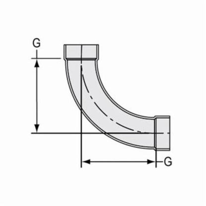 Long Sweep 90 deg Elbow, 4 in, Hub, DWV, PVC