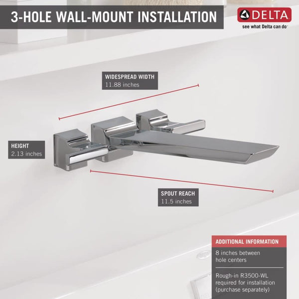 Pivotal Double Handle Wall Mounted Tub Filler Trim - Less Rough In