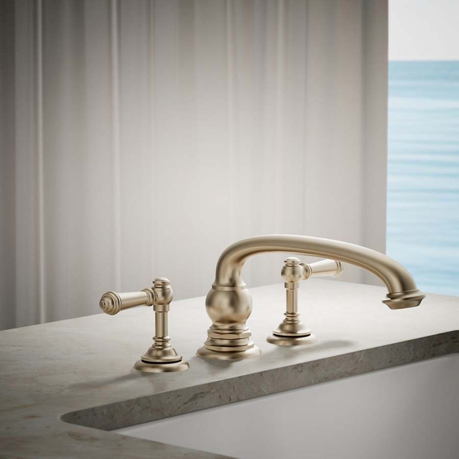 Artifacts Deck-Mount Bath Faucet Handle Trim with Lever Design