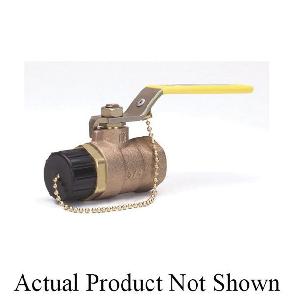 2-Piece Ball Valve, 1/2 x 3/4 in, FNPT x Male Hose Thread, Full Port, Plated Brass Ball, Bronze