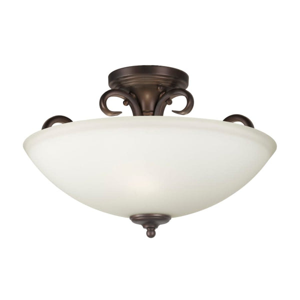 3 Light 16" Wide Semi-Flush Bowl Ceiling Fixture with White Glass Shade