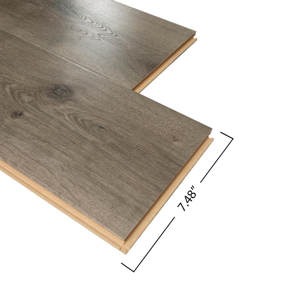 Defense+ Smoky Eiffel Oak 14 mm T x 7.4 in. W Waterproof Laminate Wood Flooring (17.2 sqft/case)