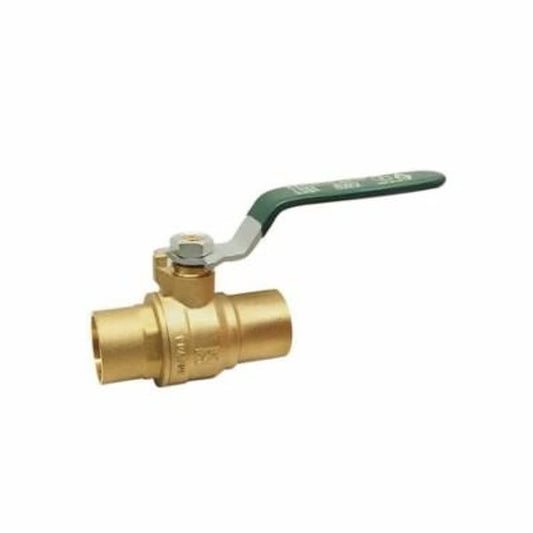 2-Piece Ball Valve, 1-1/4 in, C, Full Port, Plated Brass Ball, Brass