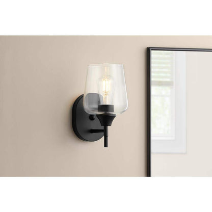 Pavlen 5.5 in. 1-Lights Black Sconce with Clear Glass Shade