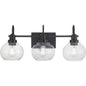 Halyn 23 in. 3-Light Matte Black Bathroom Vanity Light with Clear Glass Shades
