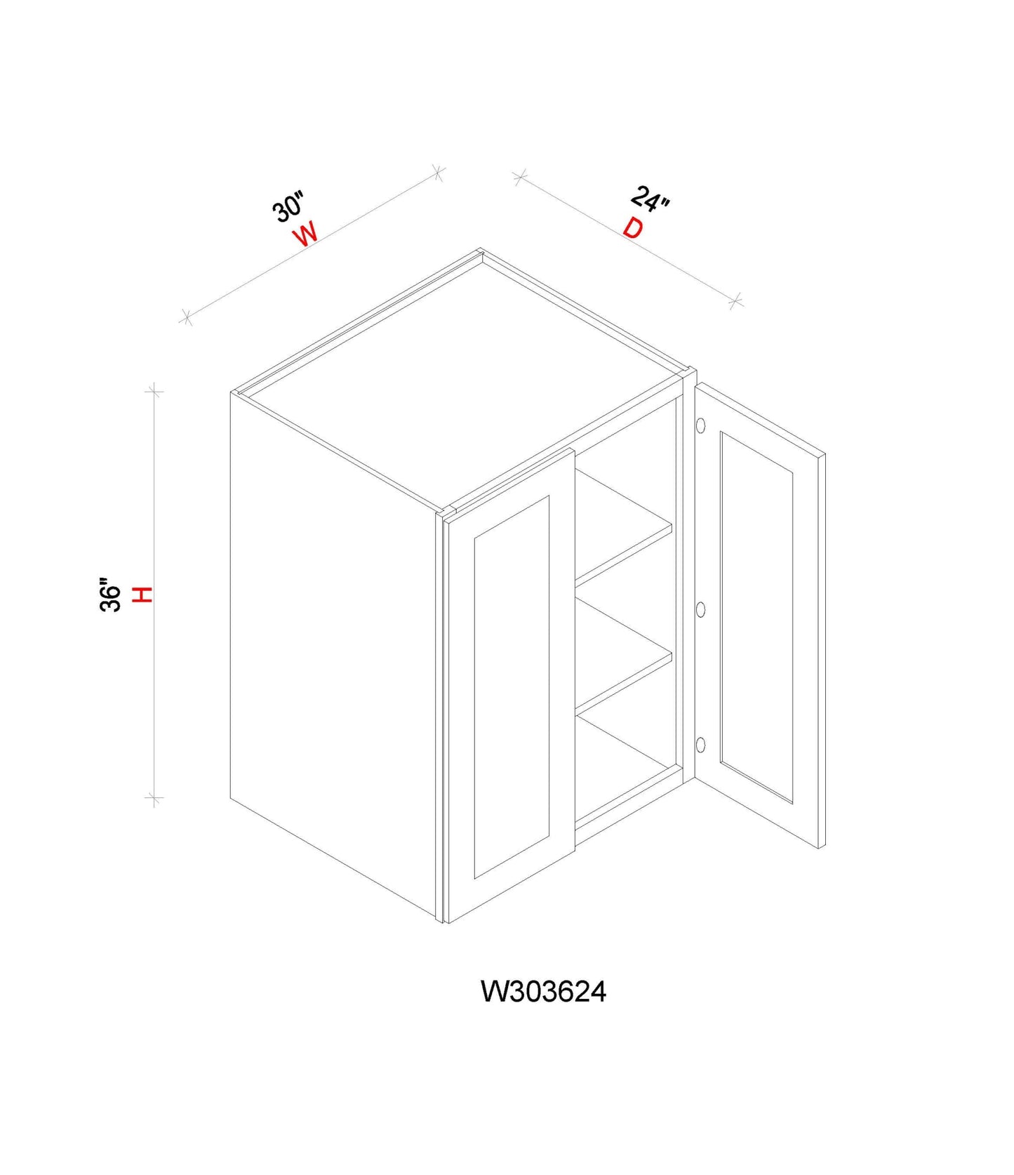 Wall Refrigerator Cabinet - 30"W x 36"H x 24"D