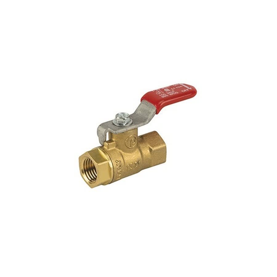 2-Piece Ball Valve, 1/4 in, FNPT, Full Port, Plated Brass Ball, Brass