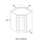 Wall Diagonal Corner Cabinet - 24"W x 30"H x 12"D Glass Door Only