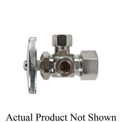 Multi Turn Dual Stop, 5/8 x 3/8 x 3/8 in, Comp, Chrome