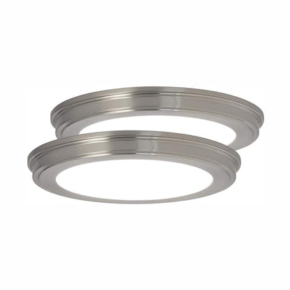 15 in. Brushed Nickel 5-CCT LED Round Flush Mount, Low Profile Ceiling Light (2-Pack)