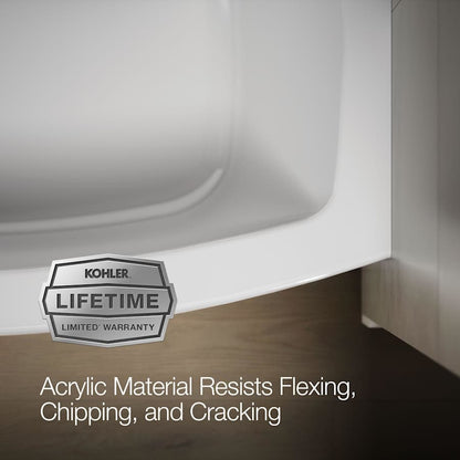 Expanse Bath Tub 60" x 30" - 36" Acrylic Soaking for Three Wall Alcove Installations with Integral Curved Apron and Left Drain