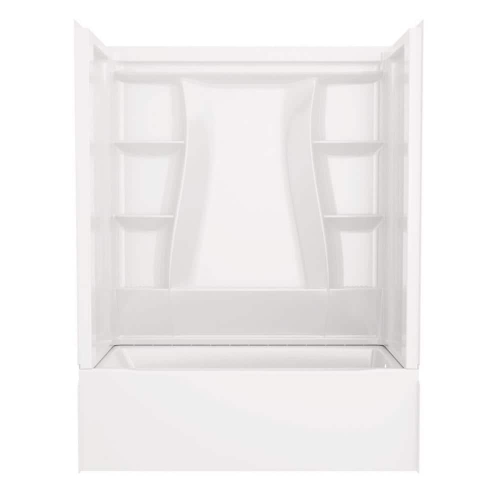 Classic 500 60 in. x 30 in. Alcove Right Drain Bathtub and Wall Surrounds in High Gloss White