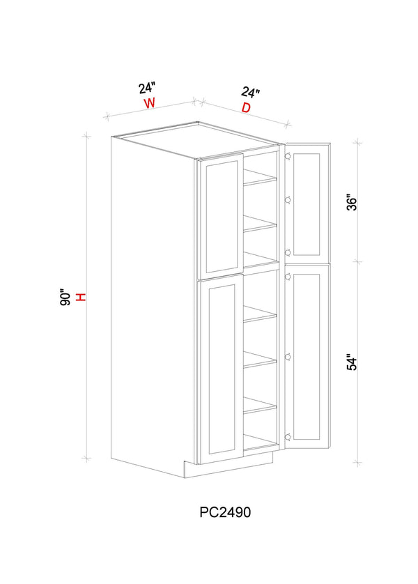 Pantry Cabinet - 24"W x 90"H x 24"D - - 4D