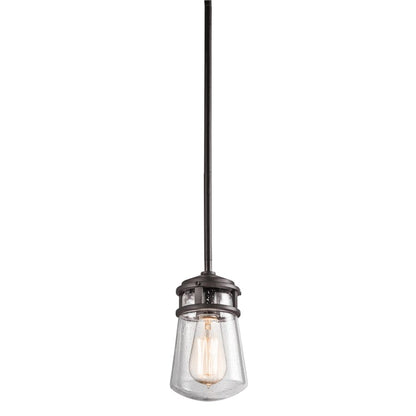 Lyndon Single Light 5" Wide Mini Outdoor Pendant with Seedy Glass Shade