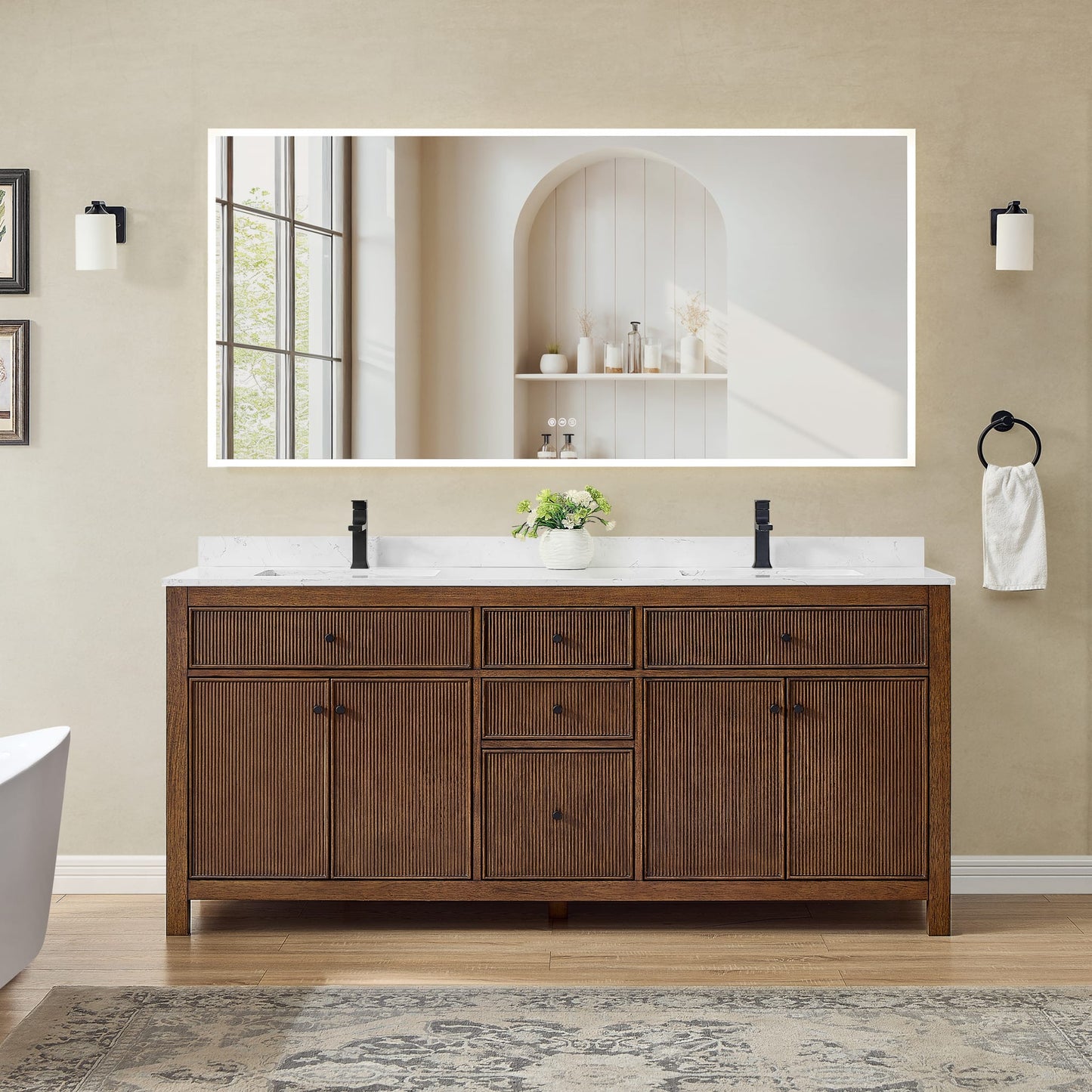 Pendry Double Bathroom Vanity - 72W x 35H x 22D
