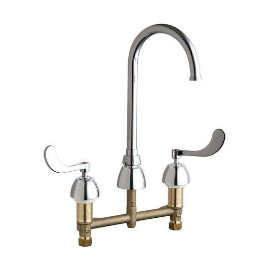 Kitchen Faucet, Deck Mount, ADA, 2 Blade Handle, 3-Hole, Polished Chrome